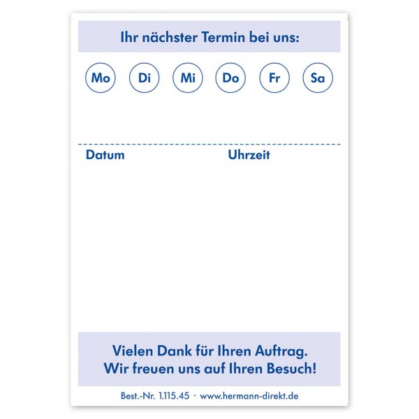 Terminzettel DIN A7, ohne Firmeneindruck