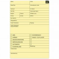 Dispositionskarten für Gebrauchtwagen, Vorderseite Dispositionskarten für Gebrauchtwagen, Vorderseite