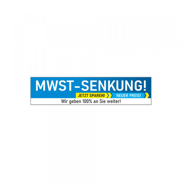 Scheibenaufkleber "MwSt-Senkung" 48,5 x 10,9 cm statisch haftend