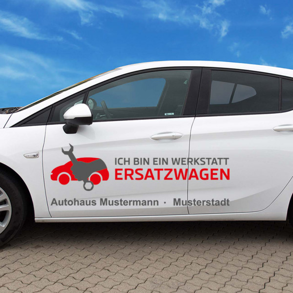 Autoaufkleber Autobeschriftung "Ersatzwagen"