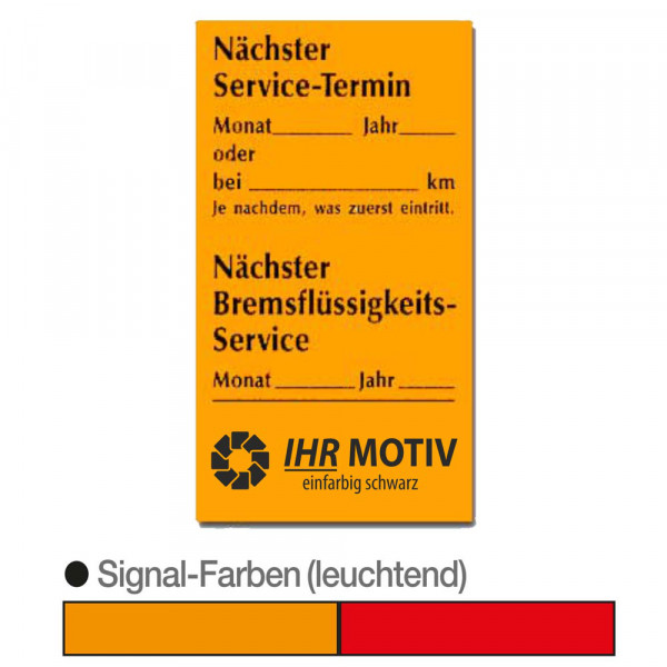 Service-Etiketten aus Papier, Leuchtfarbe, Größe: 34 x 65 mm