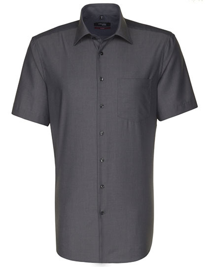 Men's Shirt Regular Fit Short Sleeve individuell bestickt Anthracite
