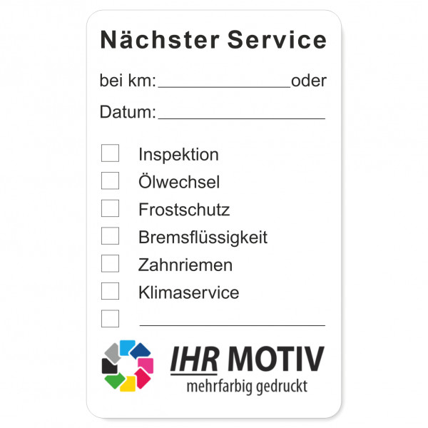 Service-Aufkleber aus PVC-Folie, Größe: 50 x 80 mm, Motiv Servicetermine