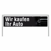 Werbebanner Wir kaufen Ihr Auto, 300 x 70 cm, Design schwarz Werbebanner Wir kaufen Ihr Auto, 300 x 70 cm, Design schwarz
