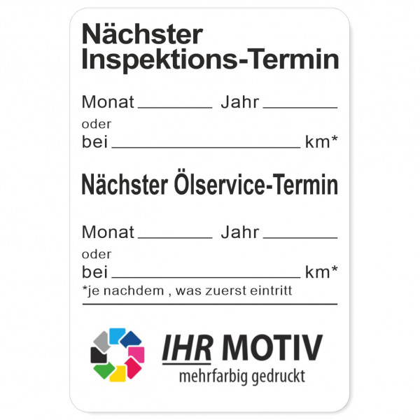 Service-Aufkleber aus PVC-Folie, Größe: 45 x 65 mm, Motiv Inspektion / Ölservice