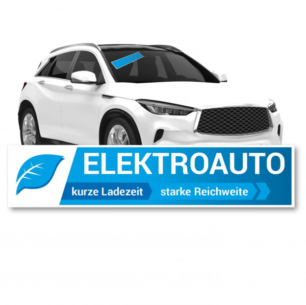 Scheibenaufkleber 650 x 140 mm Thema: Elektromobilität Motiv: Elektroauto