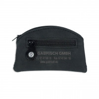 Schlüsseltasche aus Microfaser, mit zusätzlichem Kleingeldfach, in abgerundeter Form und Markenemble Schlüsseltasche aus Microfaser, mit zusätzlichem Kleingeldfach, in abgerundeter Form und Markenemble