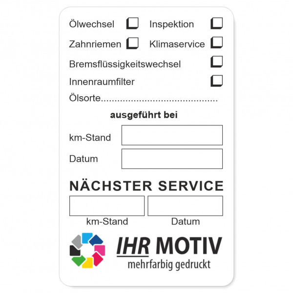 Service-Aufkleber aus PVC-Folie, Größe: 50 x 80 mm, Motiv Services