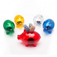 Sparschwein Piggy aus transparentem Kunststoff Sparschwein Piggy aus transparentem Kunststoff
