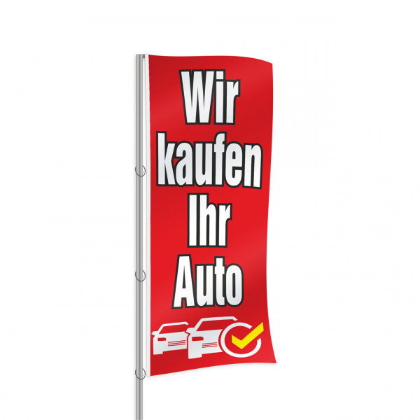 Wir kaufen Ihr Auto Fahne rot