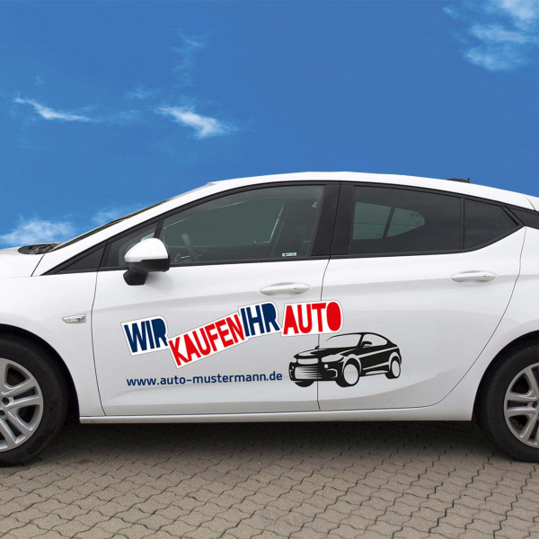 Autobeschriftung "Wir kaufen Ihr Auto" Autoaufkleber Druck Farbe schwarz