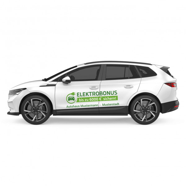 Autobeschriftung Thema E-Auto Motiv Elektrobonus Auto