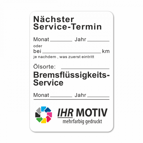 Service-Aufkleber aus PVC-Folie, Größe: 45 x 65 mm, Motiv "Service / Bremsflüssigkeit"