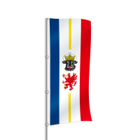 Mecklenburg Vorpommern mit Wappen Hochformatfahne Mecklenburg Vorpommern mit Wappen Hochformatfahne