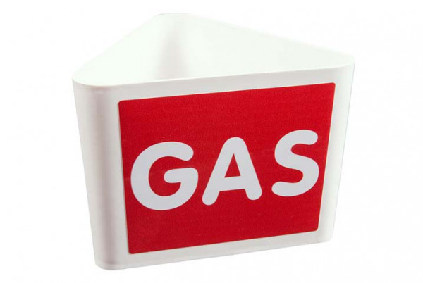Leitzahlträger mit Text GAS rot
