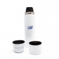 Thermoflasche Duo-Cup aus Metall, weiß Thermoflasche Duo-Cup aus Metall, weiß