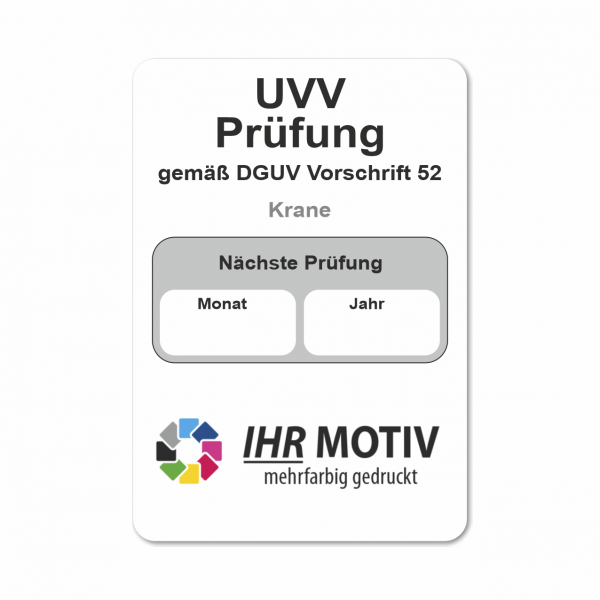 UVV Aufkleber mit DGUV Vorschrift zur Auswahl