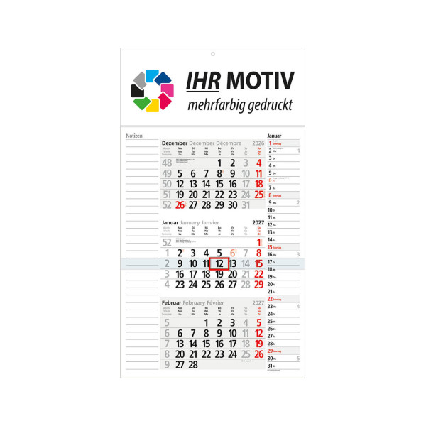 3-Monats-Kalender, Ausgabe 2027