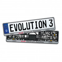 Kennzeichenhalter mit Klapprahmen EVOLUTION 3 silber 520 mm Kennzeichenhalter mit Klapprahmen EVOLUTION 3 silber 520 mm