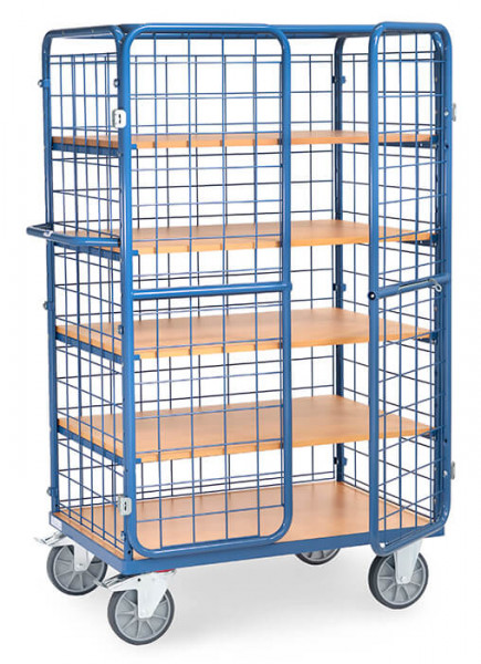 Fetra Etagenwagen Ladefläche 1000 x 700 mm 5 Böden 3 Wände Drahtgitter Höhe 1800 mm