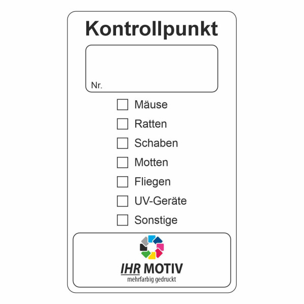 Kontrollpunkt Schädlingsbekämpfung Aufkleber weiß mit Nummernfeld