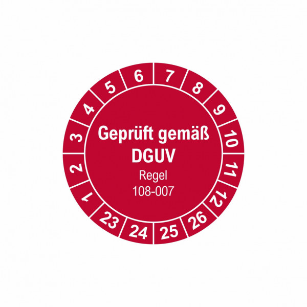 Prüfplaketten DGUV Regel 108-007