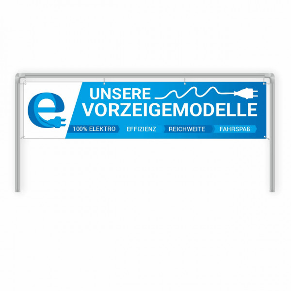 Werbebanner 300 x 70 cm Thema E-Auto Motiv Vorzeigemodell