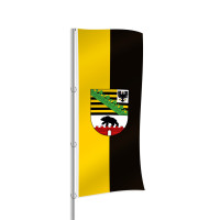 Sachsen Anhalt mit Wappen Hochformatfahne Sachsen Anhalt mit Wappen Hochformatfahne