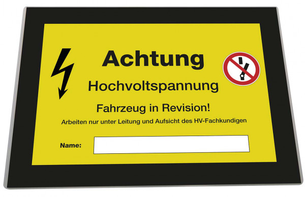 Hinweiskarte für Elektrofahrzeuge gelb-schwarz