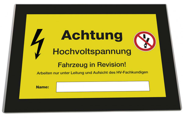 Hinweiskarte für Elektrofahrzeuge gelb-schwarz