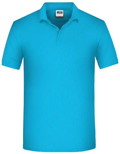 Men's Bio Workwear Polo individuell bedruckt Turquoise