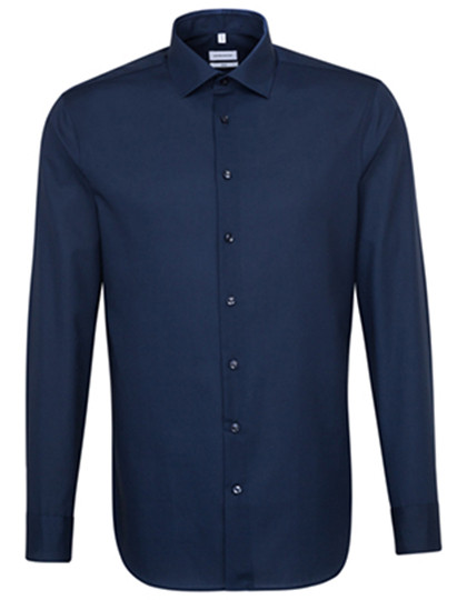 Men's Shirt Slim Fit Long Sleeve individuell bestickt Dark Blue