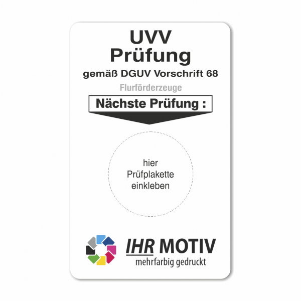 Grundplakette DGUV Vorschrift 68, Flurförderfahrzeuge (BGV D27)