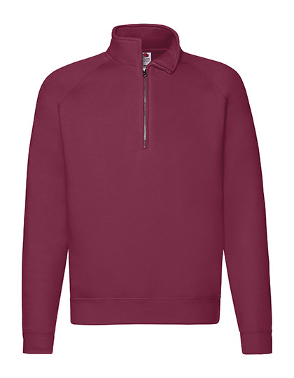 Premium Zip Neck Raglan Sweat individuell bedruckt Burgundy