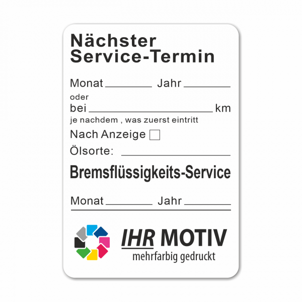 Service-Aufkleber aus PVC-Folie, Größe: 45 x 65 mm, Motiv "Service / Bremsflüssigkeit"