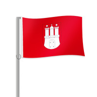 Hamburg mit Wappen Querformatfahne Hamburg mit Wappen Querformatfahne