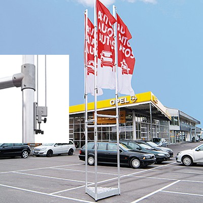 Mobile Fahnenmast-Dreier-Gruppe für Fahnen bis 120 x 300 cm