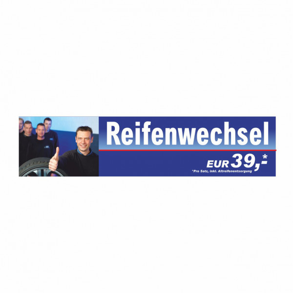 Werbebanner Reifenwechsel, 300 x 70 cm