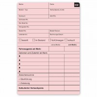Dispositionskarten für Neuwagen, Vorderseite Dispositionskarten für Neuwagen, Vorderseite