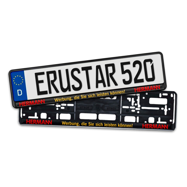 Kennzeichenhalter ERUSTAR schwarz Doming 520 mm