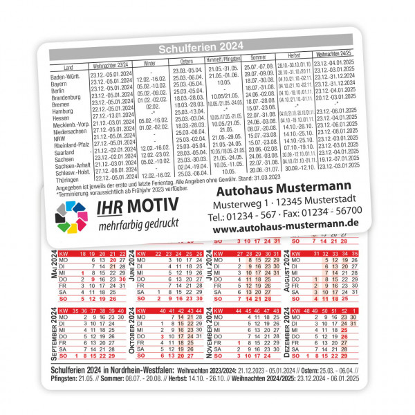 Scheckkartenkalender Ferien