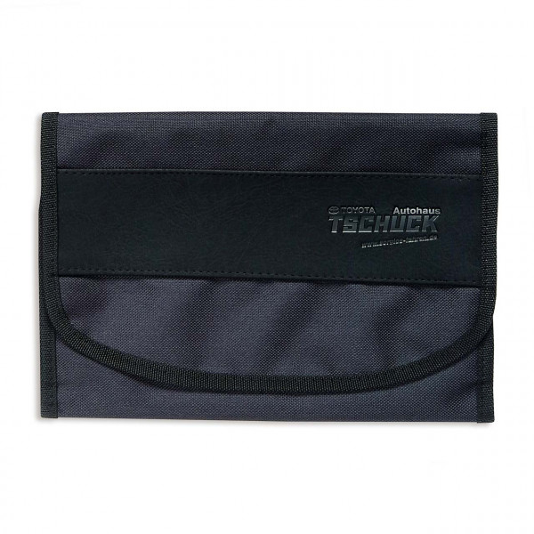 Wagenpapiertasche aus Microfaser/Nylon-Kombination, mit großem, unterteiltem Klarsichtfach