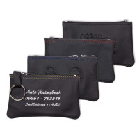 Schlüsseltasche aus Rindleder mit farbiger Naht Schlüsseltasche aus Rindleder mit farbiger Naht