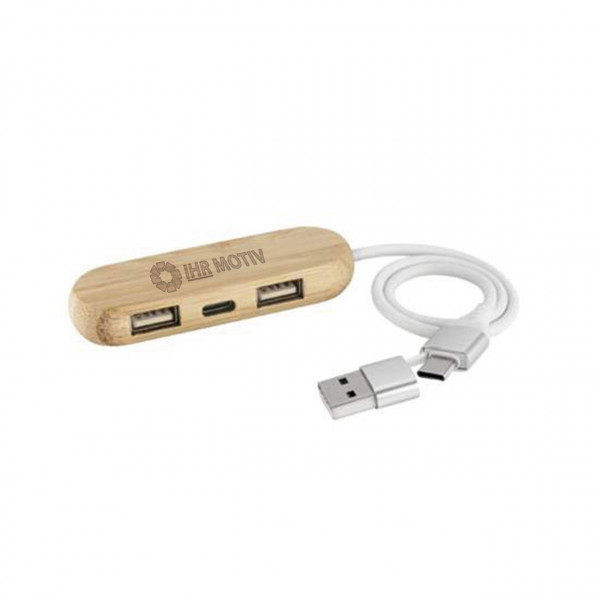 USBPort MultiHub&Charge aus Bambus, Lasergravur