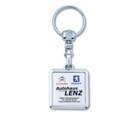 Schlüsselanhänger Doming aus Metall, quardratisch Schlüsselanhänger Doming aus Metall, quardratisch