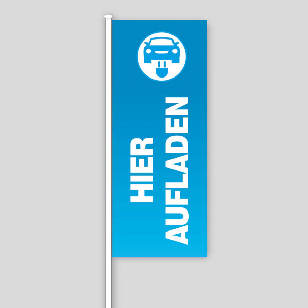 Fahne "E-Mobilität", Design blau