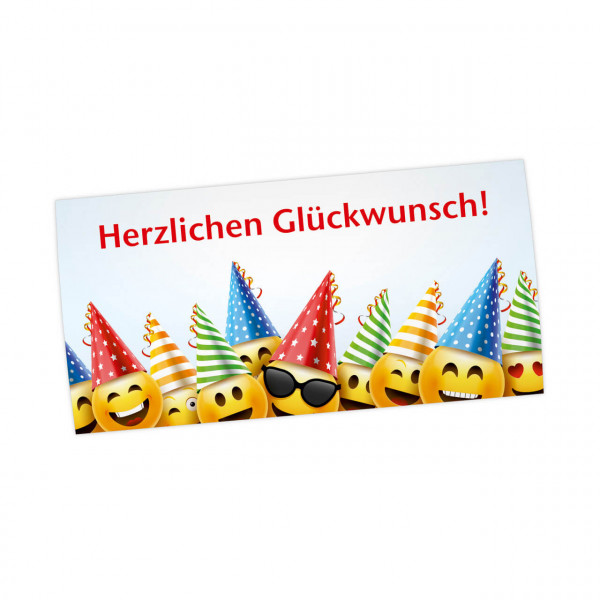 Geburtstags-Maxi-Postkarte, Motiv Party-Smileys