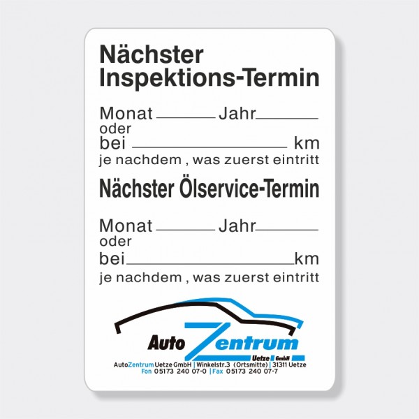 Service-Aufkleber aus PVC-Folie, Größe: 45 x 65 mm, Motiv "Inspektion / Ölservice"