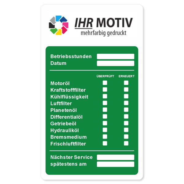 Kundendienst Aufkleber Betriebsstunden Nächster Service