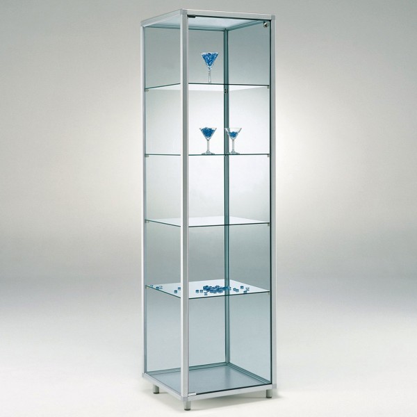 Glasvitrine, 1 Tür, 4 Fachböden